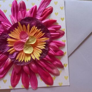 Carte avec fleurs en tissu + enveloppe (FO-1868)