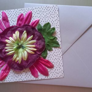 Carte avec fleurs en tissu + enveloppe (FO-1869)